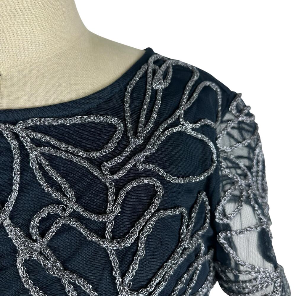 Js Collections Navy Blue Metallic Soutache Dress … - image 4